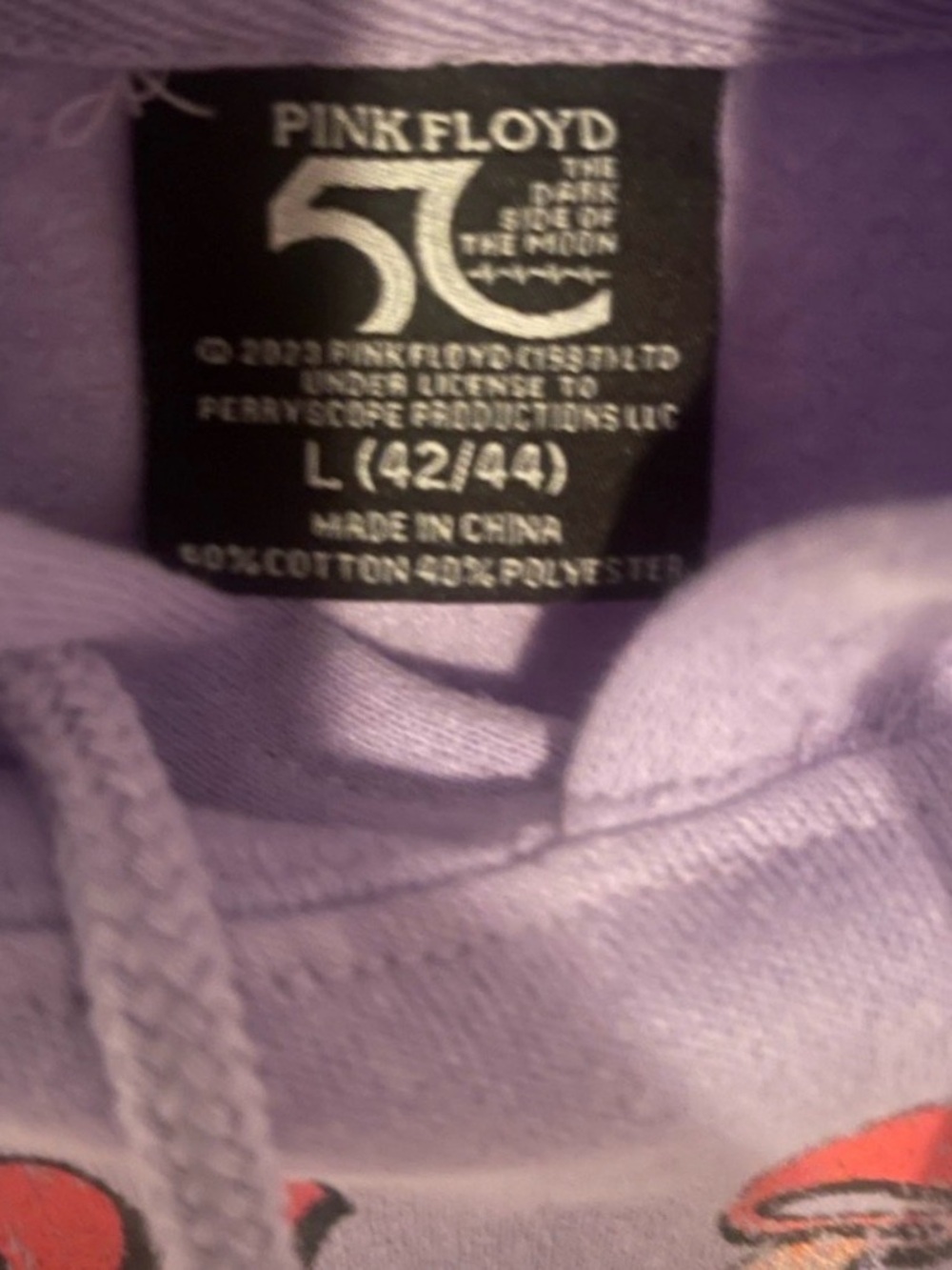 Pink Floyd Dark Side Of The Moon Hoodie Sz Large Purple Dye Vintage Look EUC - Picture 4 of 4